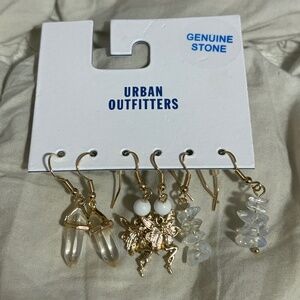 🧚‍♀️ NWT Urban Outfitters Genuine Stone & Fairy Dangle Earring Set (4 Pairs) 🔮